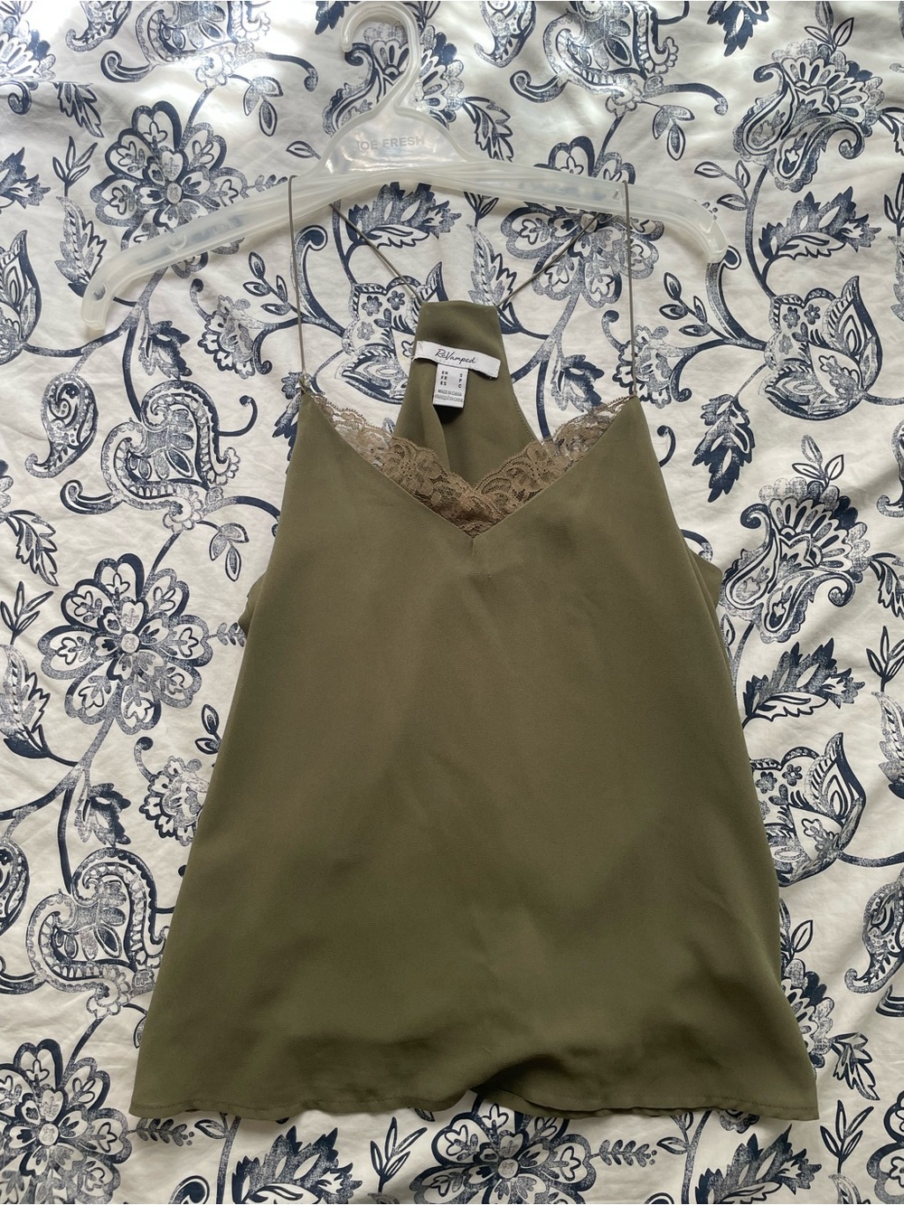 Lace-Trim Olive Green Camisole Top